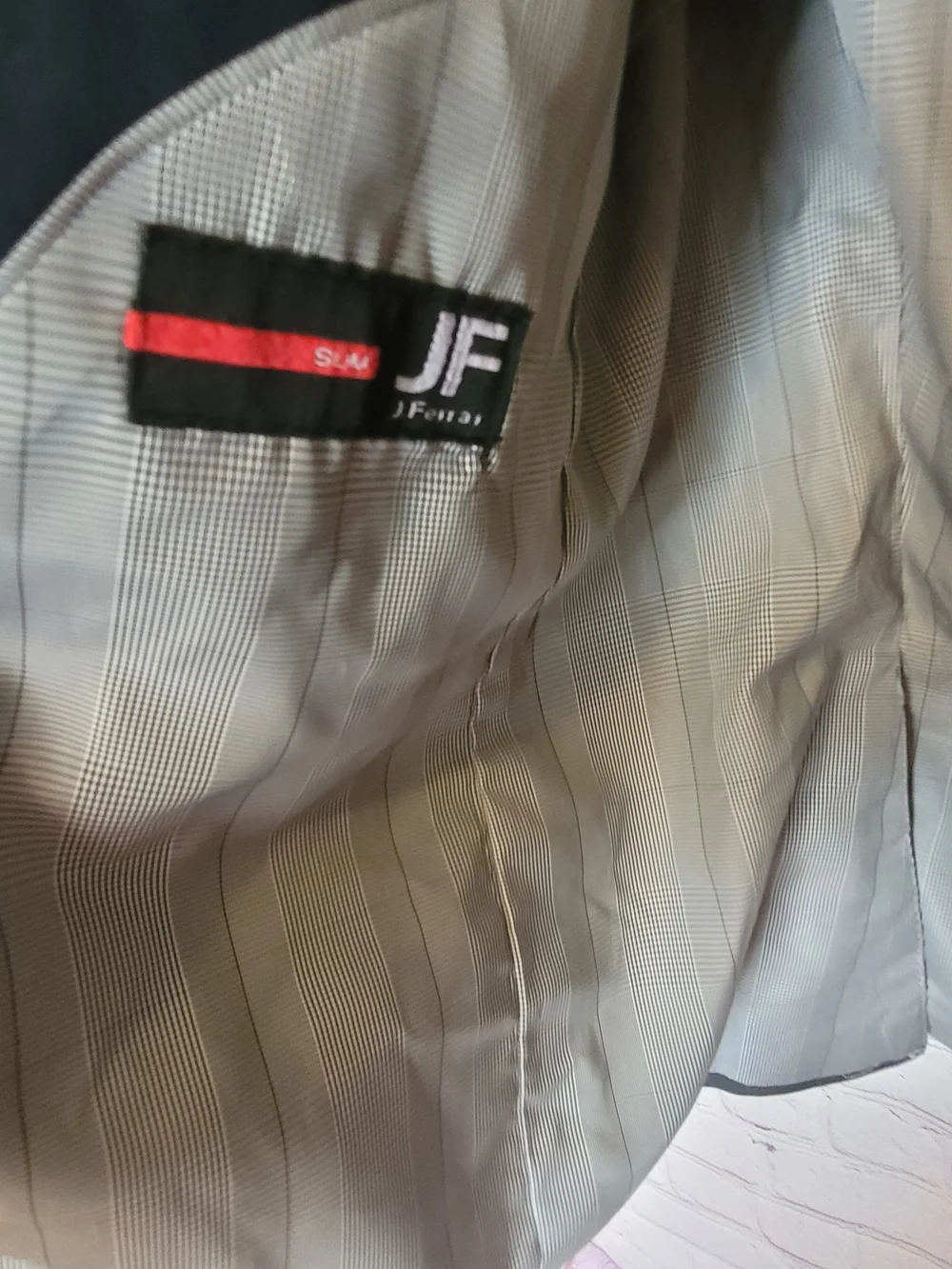 JF J. Ferrar Slim Navy Blue Size 40S End on End Blazer Sport Coat 2 Button